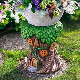 Fairy Tree Stump Outdoor Garden Plant Stand - 13.75" - Bed Bath